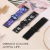 TOYOUTHS 3 Packs Compatible with Fitbit Sense/Sense 2/Versa 3/Versa 4 Bands Women Men Elastic Adjustable Nylon Fabric Strap Scrunchies Solo Loop Stretchy Bracelet Wristband, Black+Grey Floral+Tie Dye view 3