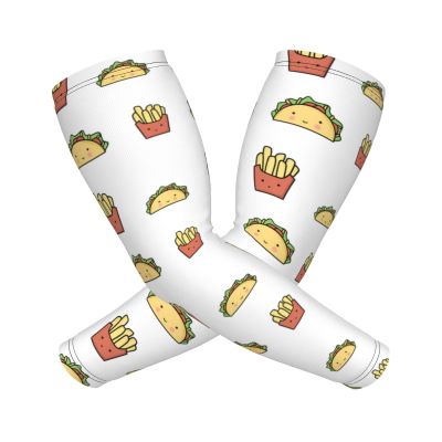 Woyaba Cute fries taco funny mexican food taco compression arm sleeve,farslemers defense gardening sleeves sun protection arm sleeves for men,women or teenager