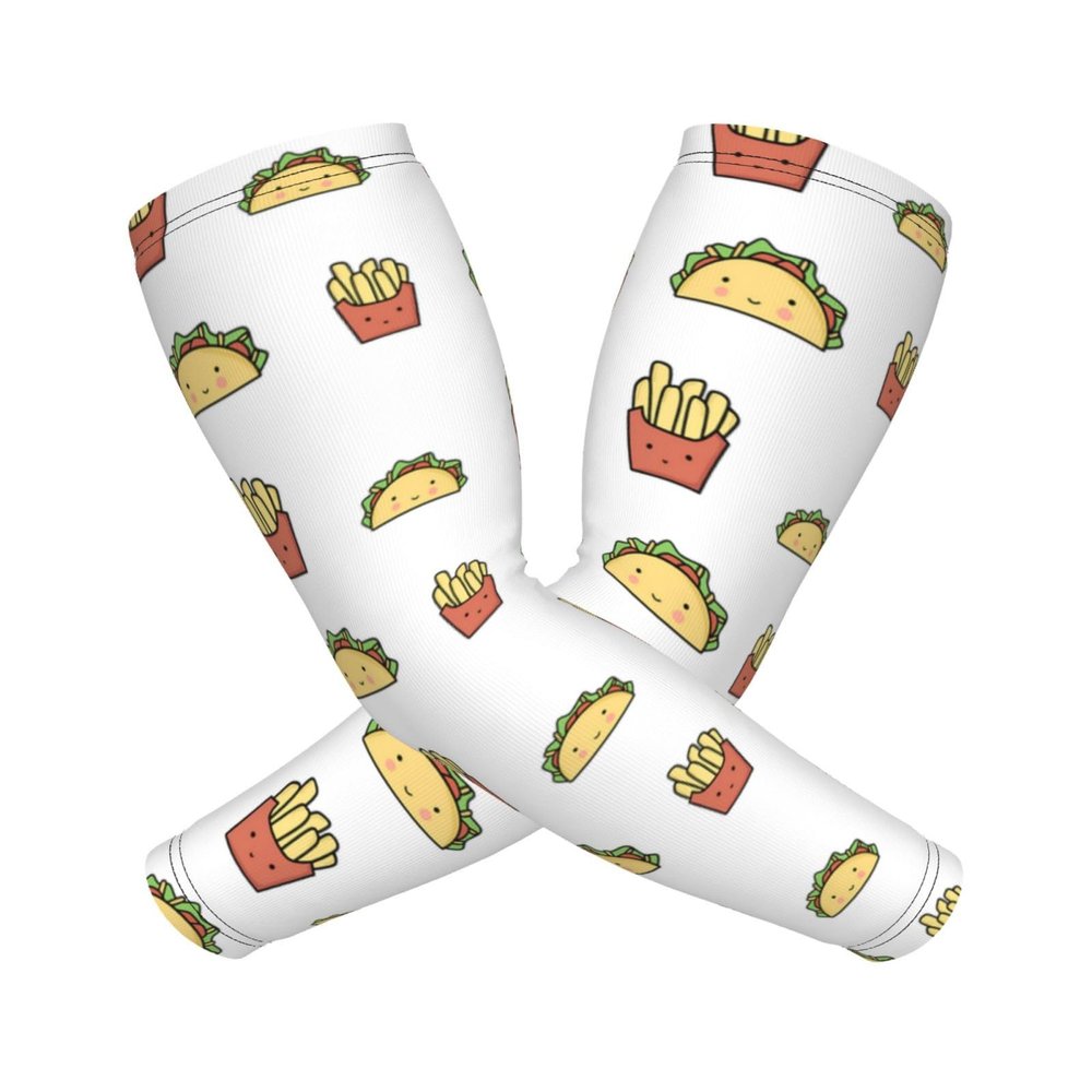 Woyaba Cute fries taco funny mexican food taco compression arm sleeve,farslemers defense gardening sleeves sun protection arm sleeves for men,women or teenager