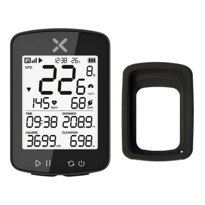 XOSS G+ Gen2 GPS Bike Computer with Black Cover ANT+/ Bluetooth IPX7 Waterproof Cycling Computer Rechargeable Bicycle Speedometer Odometer with 2.2 inch LCD Screen, 28 hrs Long Battery Life