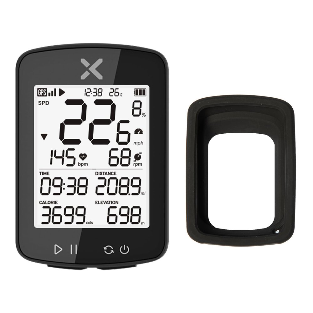 XOSS G+ Gen2 GPS Bike Computer with Black Cover ANT+/ Bluetooth IPX7 Waterproof Cycling Computer Rechargeable Bicycle Speedometer Odometer with 2.2 inch LCD Screen, 28 hrs Long Battery Life