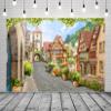 BELECO 9x6ft Fabric German Bavaria Town Street Backdrop for Photography Historic Town of Rothenburg ob der Tauber Background Oktoberfest Bavarian Party Decorations Birthday Photoshoot Studio Props view 2