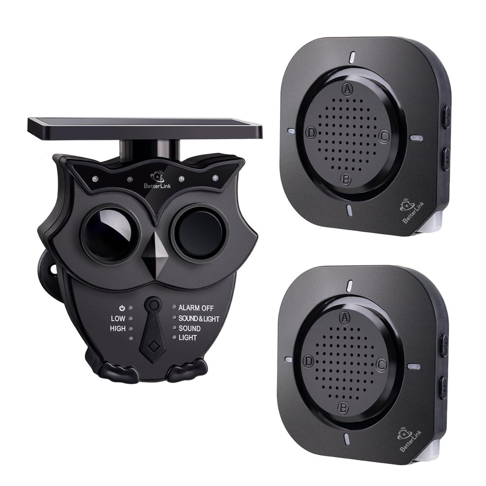 BetterLink Driveway Alarm Systems Weatherproof Outdoor Motion Detector & Sensor with120dB Siren, Sound and Light Alert Systems Makes it Easy to Monitor & Protect Outdoor/Indoor Property(2R1S)