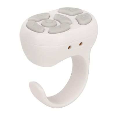 Luqeeg Bluetooth Remote Control App Page Turner, Camera Remote Shutter Selfie Button, Long Distance Control Remote Control Scrolling Ring with Charging Case for Various Cell Phone Systems (White)