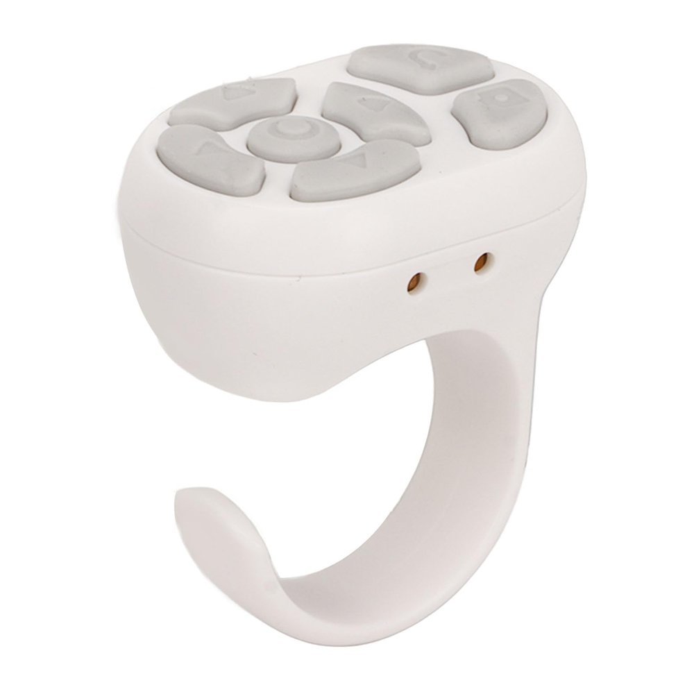 Luqeeg Bluetooth Remote Control App Page Turner, Camera Remote Shutter Selfie Button, Long Distance Control Remote Control Scrolling Ring with Charging Case for Various Cell Phone Systems (White)