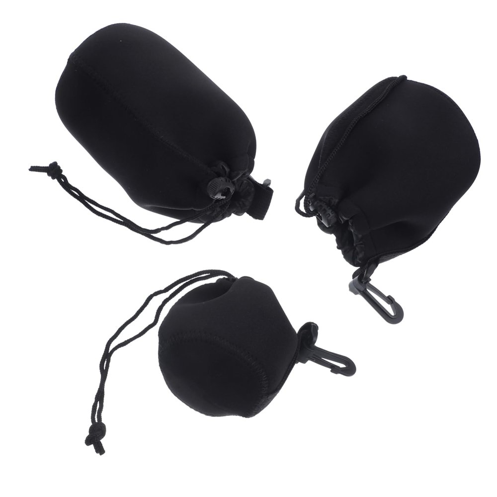 Hemobllo 3pcs lens bag travel lens protector s protector pouch camera wrap bag travel storage s storage pouch s case camera s s drawstring Neoprene camera