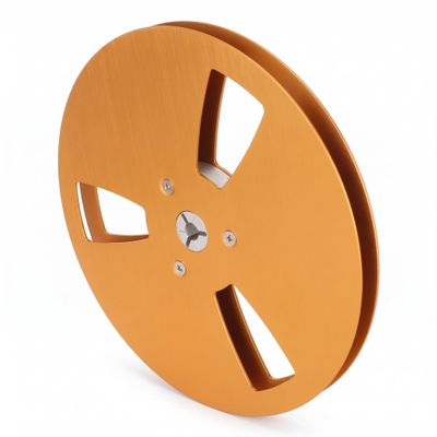 1/4 Inch x 7 Inch Empty Metal Take Up Reel to Reel Small Hub, Universal 3 Holes 1/4 7 Inch Open Reel Audio Tape, Empty Tape Reel for Nab (Gold)