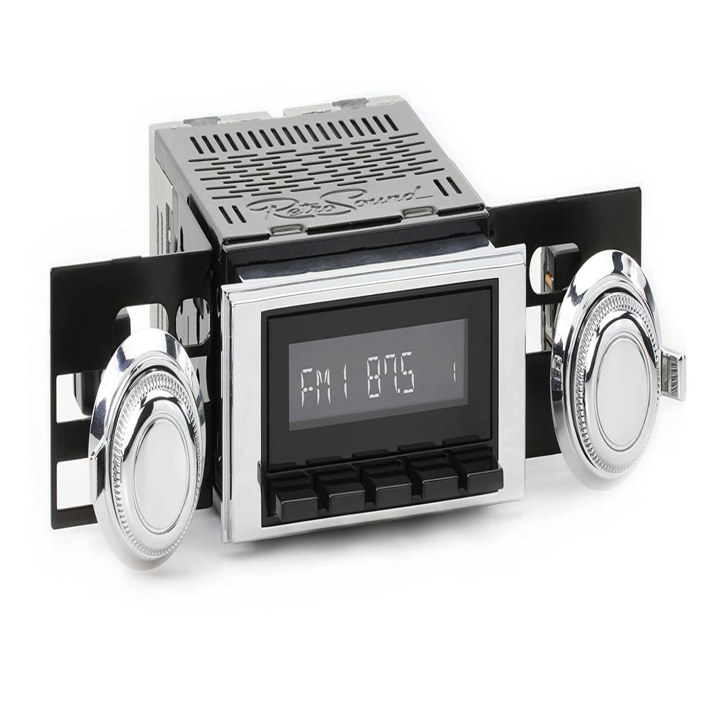 RetroSound RetroRadio AM FM Stereo 03-73 Black Compatible with 1969-79 Chevrolet Nova