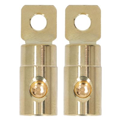 Car Connector for Audio - Pair Power Battery O Ring Terminals Brass Gold Plated High Accuracy Welding Free Audio Modification(0GA)