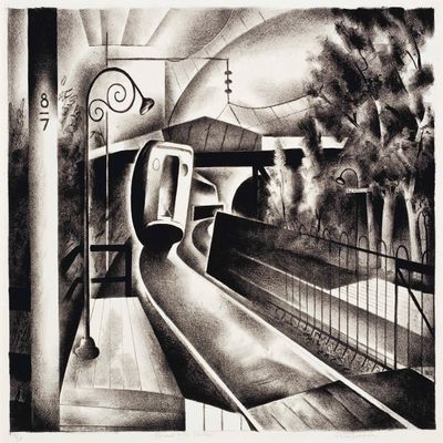 Benton Murdoch Spruance : Approach to the Station : Archival Art Print