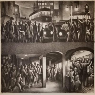 Benton Murdoch Spruance : The People Work, Evening : 1937 : Archival Art Print