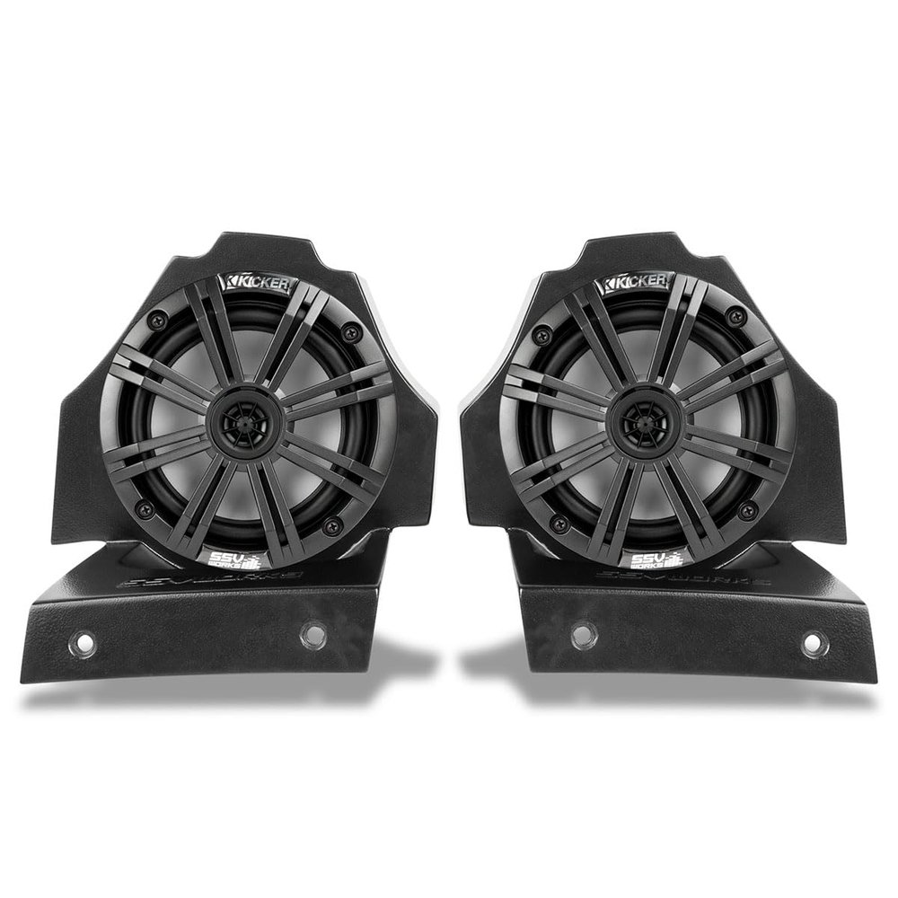 SSV Works SS-B65 2015-2025 Polaris Slingshot Plug and Play Rear Behind The Head 6.5" Speaker Enclosures with Kicker KM Series 6.5" Speakers (SS-B65K)