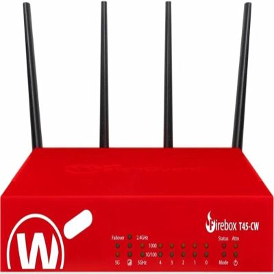 WatchGuard Firebox T45-CW Network Security Appliance with 1 Year Standard Support License - Advanced Firewall, VPN, Intrusion Prevention (WGT49001-US)