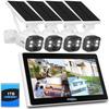 Hiseeu [1TB HDD,4MP Spotlight Solar Home Security Camera System, Bullet Solar Security Cameras Wireless Outdoor,10CH 10 Inch LCD 4K NVR,Smart Human Detection,2-Way Audio,Motion Record view 1
