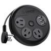 ORICO Travel Power Strip with USB Ports, 4 ft Flat Extension Cord 3 Outlets 3 USB Ports, Portable Flat Plug Outlet Extender for Travel, Cruise Approved - Black view 1