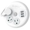 ORICO Travel Power Strip with USB Ports, 4 ft Flat Extension Cord 3 Outlets 3 USB Ports, Portable Flat Plug Power Strip Outlet Extender for Travel, Cruise Approved - White view 1