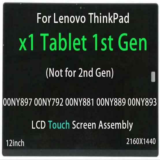 WARWOLFTEAM 12in LCD 2160X1440 40Pins Touch Screen Digitizer Replacement Display Controllar Board W/Bezel Assembly for Lenovo ThinkPad x1 Tablet 1st Gen 20GG 20GH 00NY897 00NY792 SD10M67975