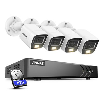 ANNKE DVR Security Camera System, 3K Lite 8 Channel Security Video Recorder with 4Pcs 3K Built-in Mic Dual Light Cameras and 6TB Hard Drive, AI Human/Vehicle Detection for Home Business Surveillance
