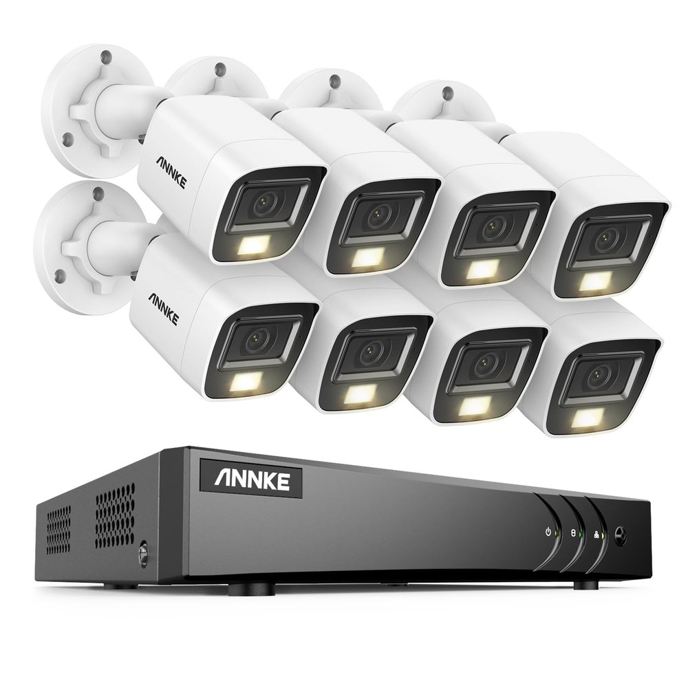 ANNKE DVR Security Camera System, 3K Lite 8 Channel Security Video Recorder with 8Pcs 3K Built-in Mic Dual Light Cameras, AI Human/Vehicle Detection for Home Business Surveillance (HDD Not Included)
