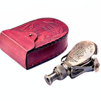 Antique Brass Handheld Monocular with Leather Case Vintage Nautical Spyglass for Hunting, Bird Watching, Trekking, Camping & Outdoor Decor