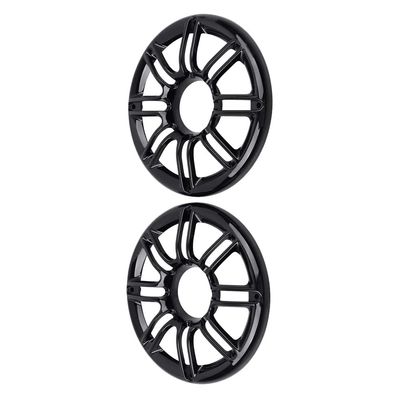 Riloer 1 Pair Chrome Motorcycle 6" Speaker Grill Accent Trim Cover, Motorcycle Audio Fairings 3D Rear Speaker Grill Cover, 1998-2013 Compatible with Harley Touring Electra Glide, Black