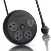 Flat Extension Cord 10 ft, ORICO Round Power Strip with 3 USB Ports and 3 Outlets, Long Extension Cord Flat Plug Outlet Extender, Cruise Power Strip Cruise Approved Travel Essential - Black view 1