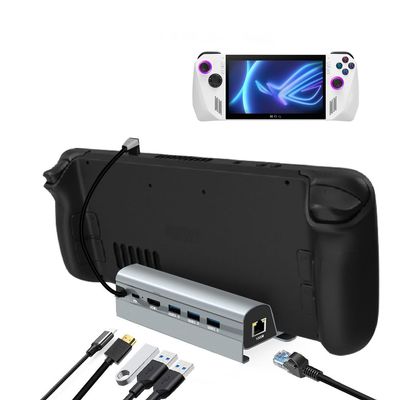 Aluminum Alloy Docking Station TV Base Stand Hub Holder Dock USB C to RJ45 Ethernet 4K 60HZ HDMI Compatible with ASUS ROG Ally