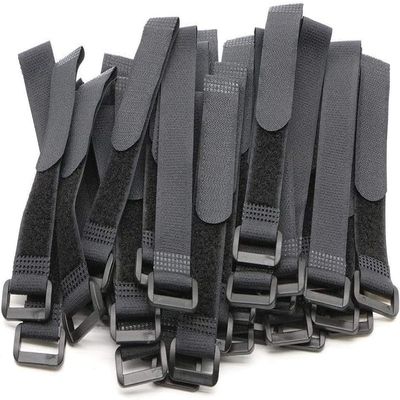 25pcs Black Reusable Fastening Cable Straps, Hook and Loop Cable Tie Down Straps 1" x 8"