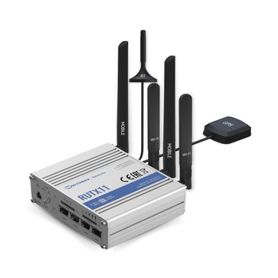 Teltonika RUTX11100400 Model RUTX11 Industrial Cellular Router; 4G LTE CAT 6; Dual SIM; WI-FI and BT; Compatible with All US Operators