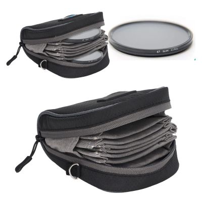 8-Slot Camera Lens Filter Pouch Case Bags with Shoulder Strap, Portable and Filter Storage Bag