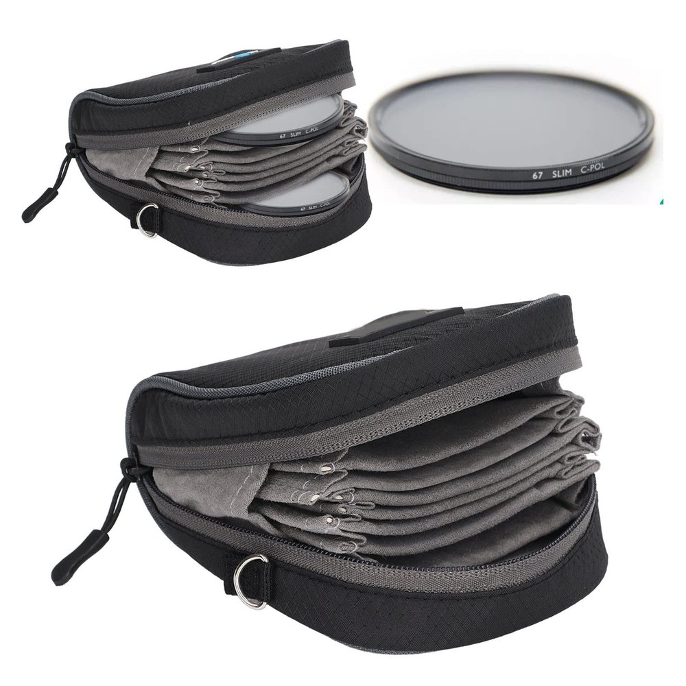 8-Slot Camera Lens Filter Pouch Case Bags with Shoulder Strap, Portable and Filter Storage Bag