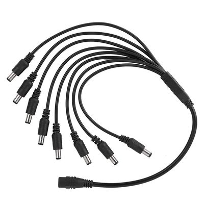 SYH&AQYE 8 Male Power Cord, 5.5mm x 2.1mm Tip Splitter Cable, 8 Way 1 Female to 8 Male Power Supply Wire Cord Y Adppter Replacement for CCTV Security Cameras Camera LED Strip Lights