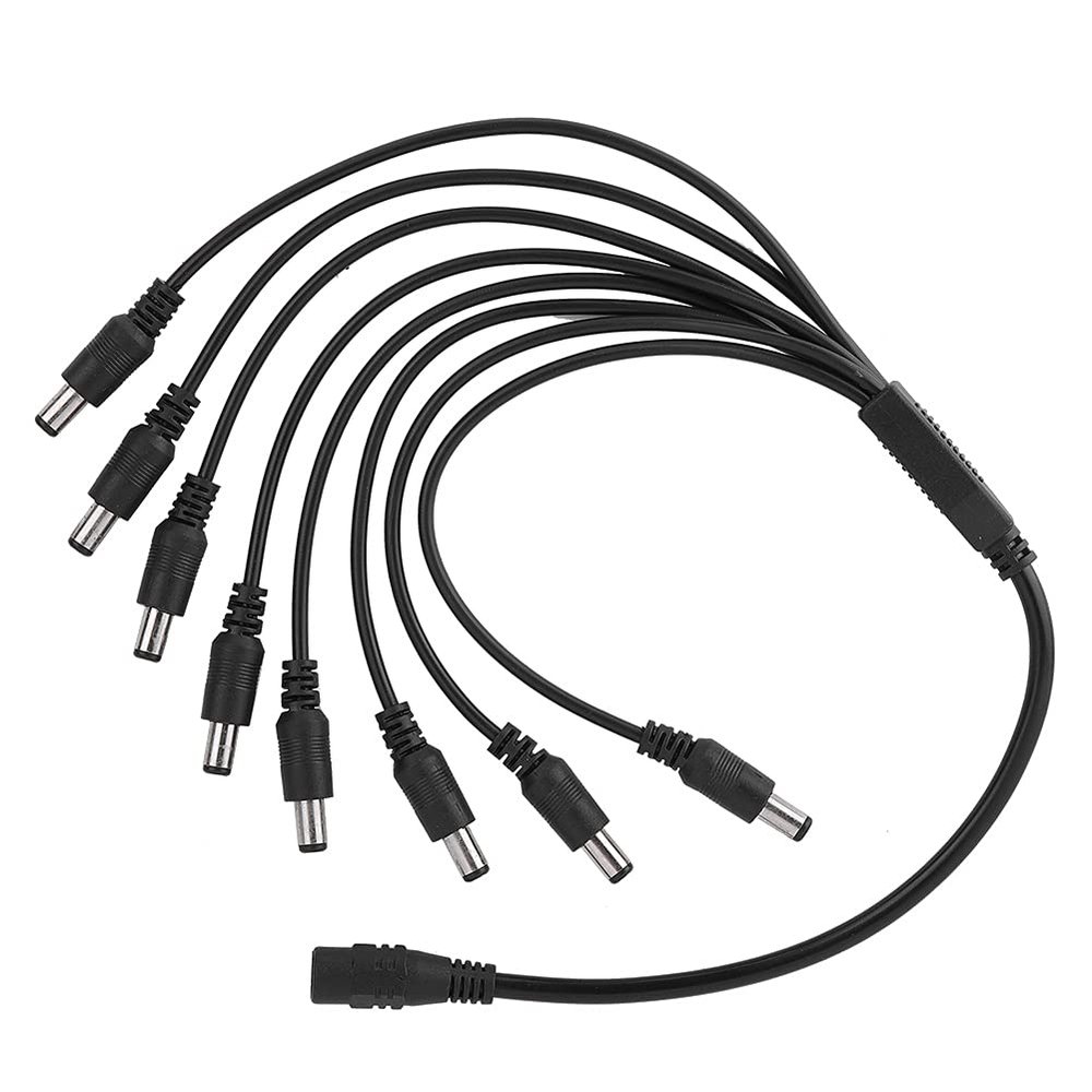SYH&AQYE 8 Male Power Cord, 5.5mm x 2.1mm Tip Splitter Cable, 8 Way 1 Female to 8 Male Power Supply Wire Cord Y Adppter Replacement for CCTV Security Cameras Camera LED Strip Lights