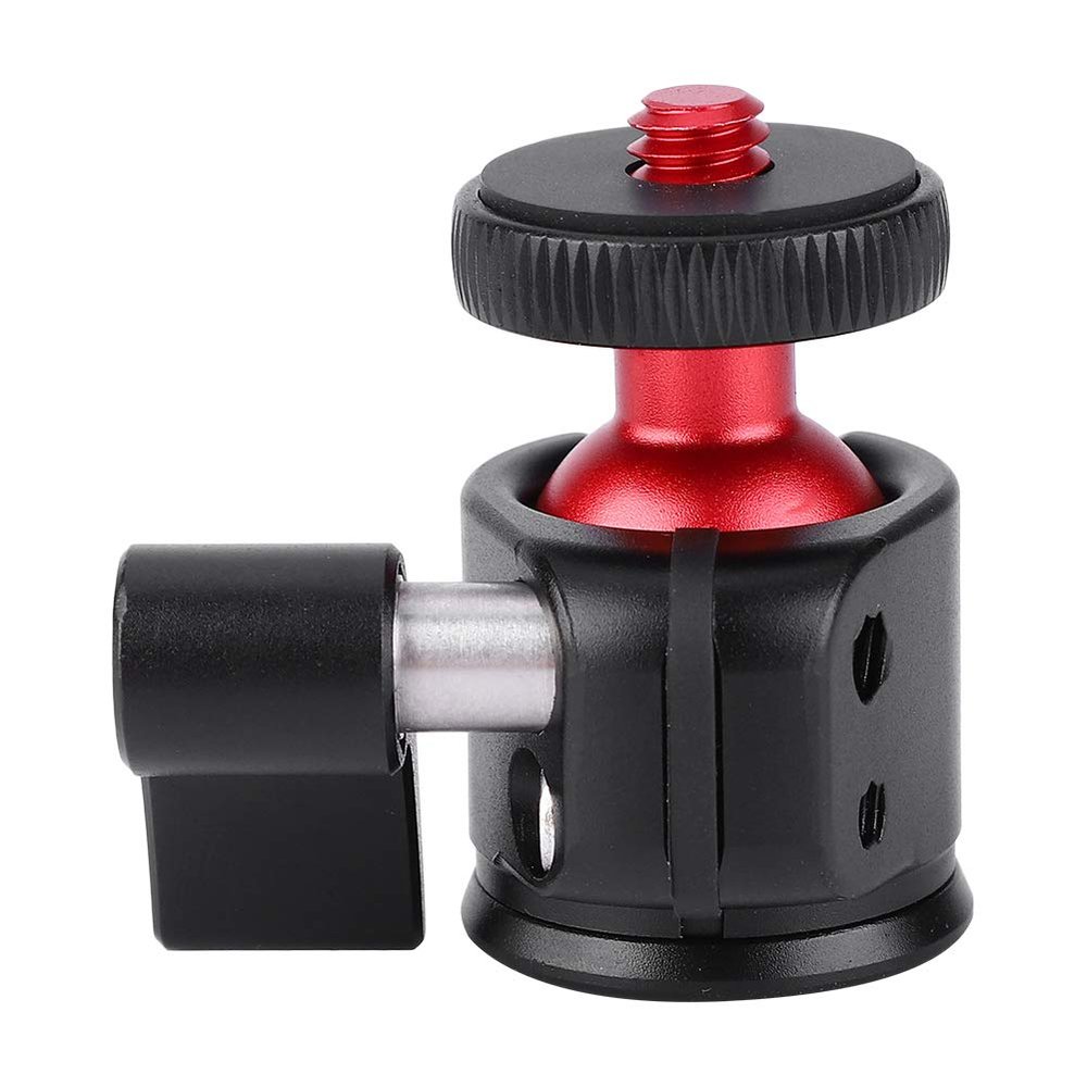 Aluminum Alloy 360 Degree Rotating Swivel Mini Ball Head 1/4 Screw Mount Tilting Adjusting for DSLR Camera Fill Light Digital Card Camera Microphone Cell Phone Action Camera