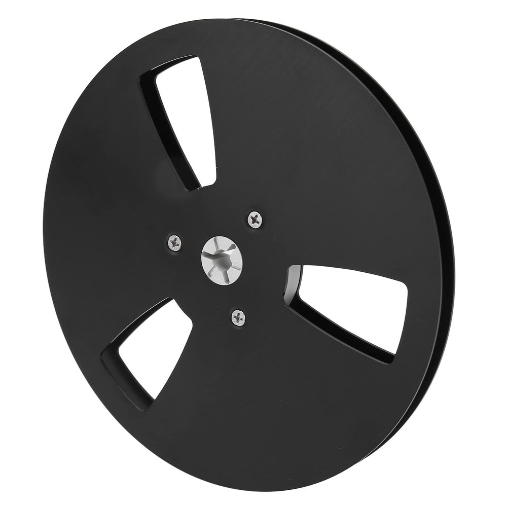 1/4 7 Inches Takeup Reel, Open Reel Audio Aluminum Alloy Takeup Reel, 3 Holes Wind Holes, 1/4 7 Inch Empty Tape Reel for Recording for Black
