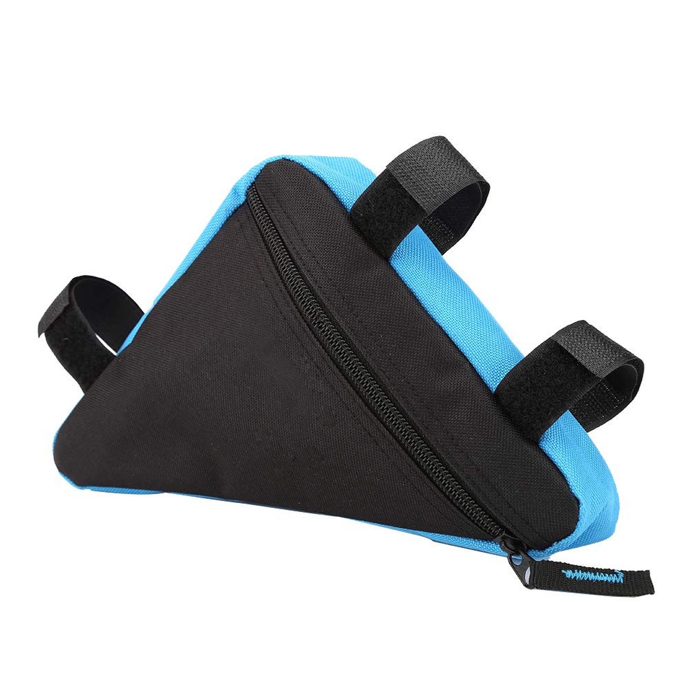 VBESTLIFE Frame Bag, Zipper Pocket Design Oxford Outdoor Quick Release Front Saddle Cycling Accessories Top Tube Triangle Tool Bag (Blue Letter on Black Background)