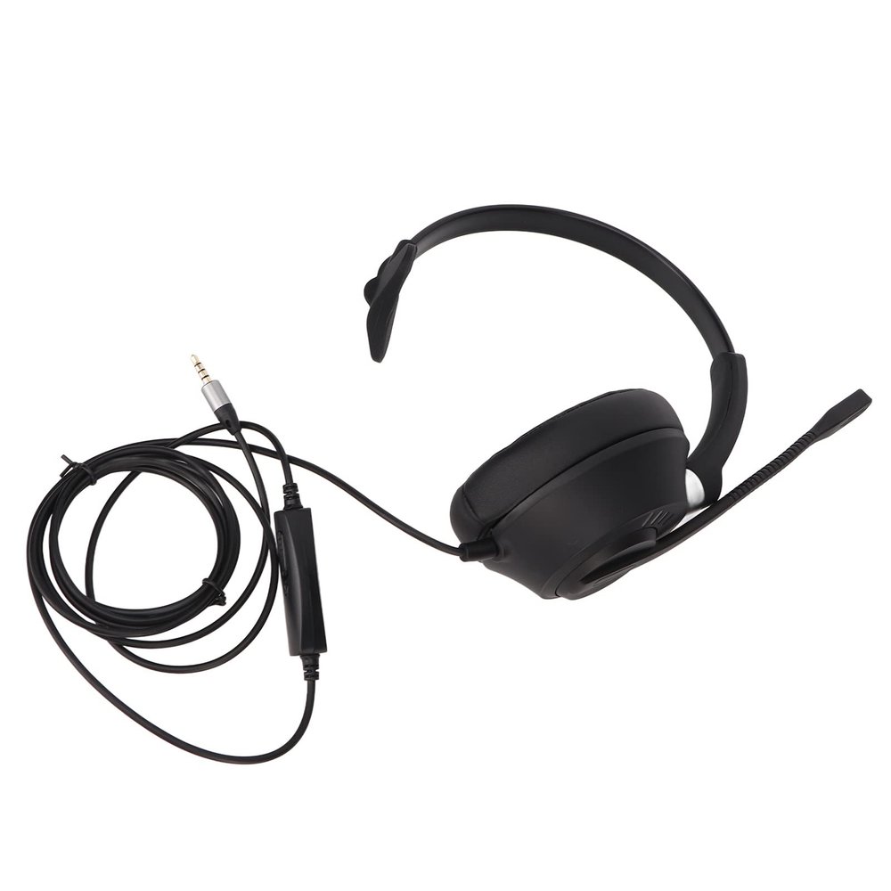 ciciglow Single Sided Ear Headphone, ENC Noise Reduction Business Headset 3.5mm Volume Adjustment Monaural Telephone Headset with Mic for Home Call Center