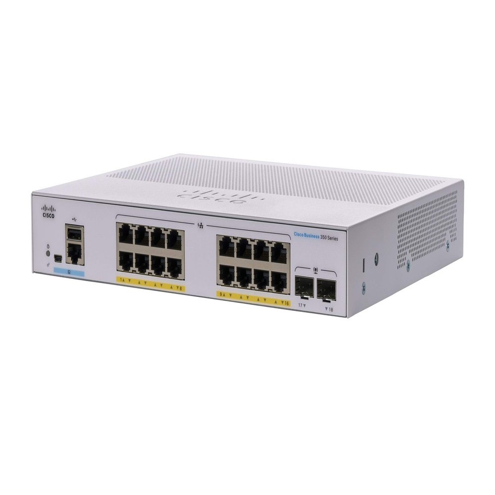 Cisco Business CBS350-16P-E-2G Managed Switch | 16 Port GE | PoE | Ext PS | 2x1G SFP | Limited Lifetime Protection (CBS350-16P-E-2G) (Renewed)