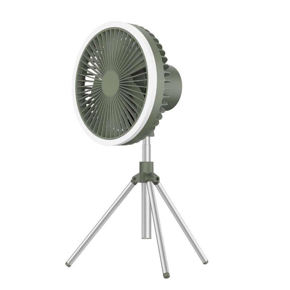 Camping Fan Portable Charging Electric Fans LED Lighting 10000mAh USB Wireless Ceiling Fan Tripod Outdoor Ventilator with Power Bank,Green,342 * 192mm