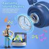 Bywulanda Kids Headphones with LED Lights for School, Upgrade USB Type C Kid Headphone with Microphone, Volume Limiter 85/94dB, Wired On Ear Headphones for Boys/Girls/Tablet/Travel -Blue view 2