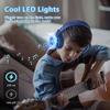 Bywulanda Kids Headphones with LED Lights for School, Upgrade USB Type C Kid Headphone with Microphone, Volume Limiter 85/94dB, Wired On Ear Headphones for Boys/Girls/Tablet/Travel -Blue view 3