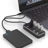 Marycan USB C Hub,4 Port USB 3.0 Hub,Aluminum Alloy Sub-Control Switch HUB Upto 5Gbps Splitter view 2