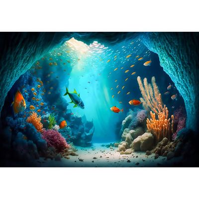 CRTPOD 15x10ft Underwater World Backdrop for Photoshoot Tropical Fish Coral Reef Background for Photography Ocean Banner Birthday Party Wall Decor Baby Shower Portrait Photo Studio Props for Kids