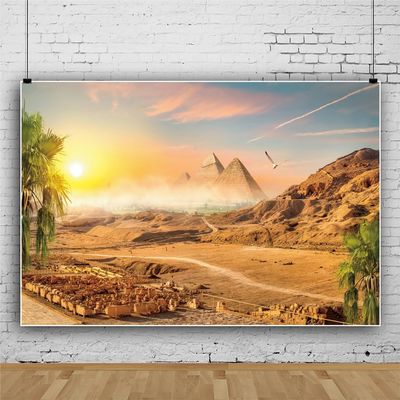 10x6.5ft Vinyl Pyramid Desert Photo Backdrop Ancient Civilization Country Egypt Pyramid Background Baby Shower Birthday Party Decor Abstract Mountain Sunset Tree Scene Banner Photo Studio Props