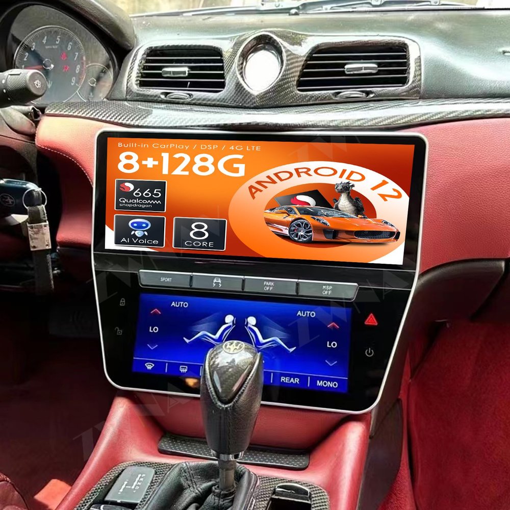 ZWNAV 12.3 inch Android 12 Car Stereo for Maserati GT/GC Grancabrio GranTurismo 2007-2023,Qualcomm 128 Carplay, GPS Navigation Android Head Unit Player, Bluetooth,WiFi
