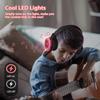 Bywulanda Kids Headphones with LED Lights for School, Upgrade USB Type C Kid Headphone with Microphone, Volume Limiter 85/94dB, Wired On Ear Headphones for Boys/Girls/Tablet/Travel -Black view 3