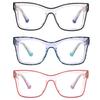 bullabulling 3 Pack Oprah Style Reading Glasses for Women Blue Light Blocking Computer Square Readers with Spring Hinge Men (black/leopard/pink, 1, multiplier_x) view 2