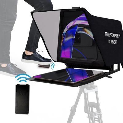 Leeventi Teleprompter 5.0 12" Compatible with iPad, Tablet, Smartphone and DSLR Camera, Remote or App Control, Compatible with Android and iOS, Ideal for Video Recording, Aluminum Alloy