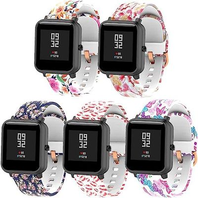 E ECSEM Straps Compatible for ASIAMENG ID205L Bands for Women Men Silicone Pattern Water Resistant Wristband Replacement for ASIAMENG ID205L Smartwatch Accessories