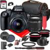 Canon EOS Rebel T100 DSLR Camera w/ 18-55mm F/3.5-5.6 Zoom Lens + Macro + Telephoto + More (18pc Bundle) (Renewed) view 1